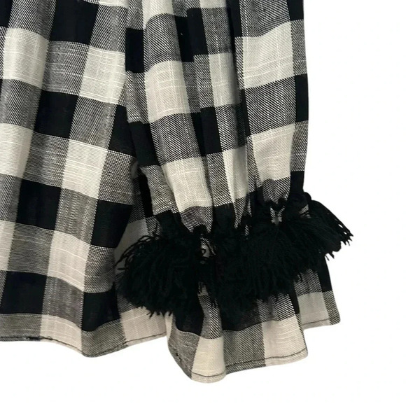 MISA Los Angeles Gingham Tassel Sleeve Off the Shoulder Top Size Small - Picture 6 of 9